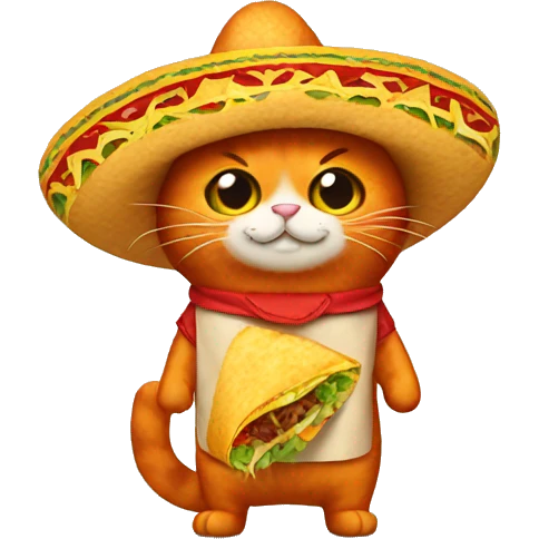 Red Cat wear a Taco Costume emoji
