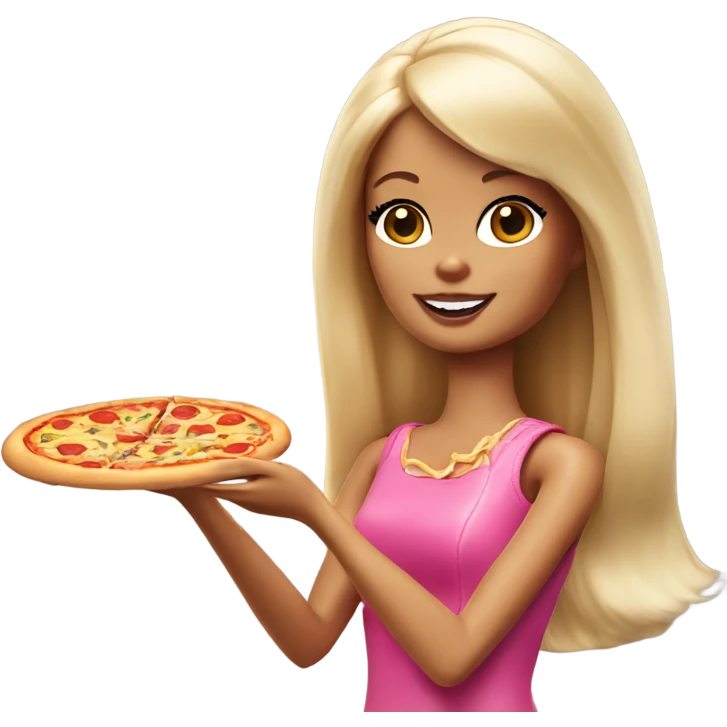 Barbie eating pizza emoji