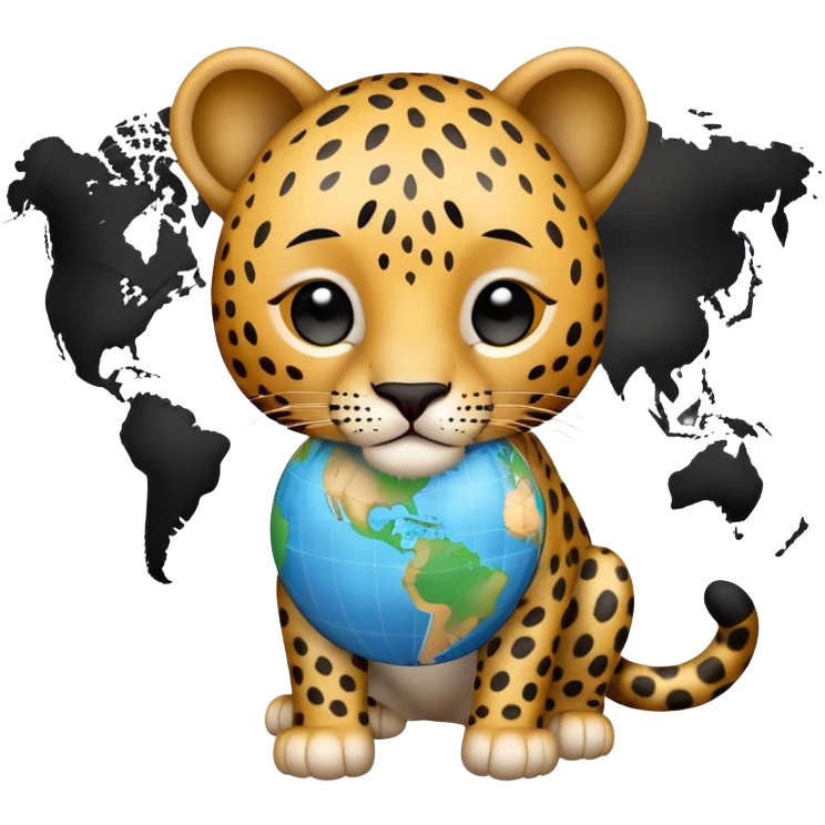 leopard with the worlds map instead of dots on his fur, therefore no dots, just the map in black emoji