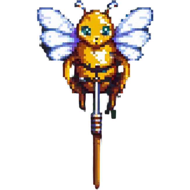 pixel art bee holding a spear emoji