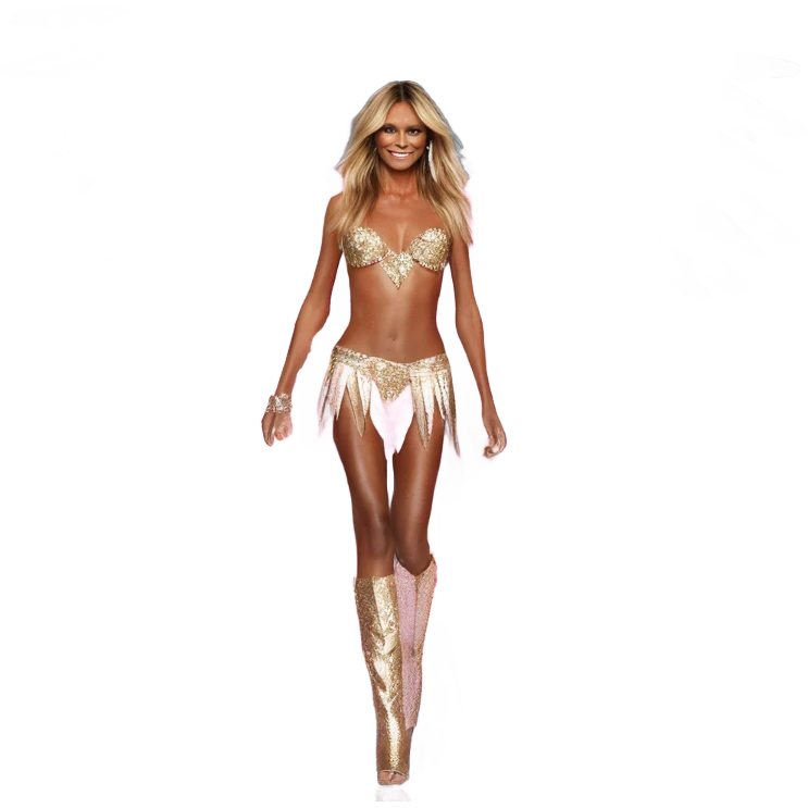 Heidi Klum on a runway victoria secret  angel wings emoji