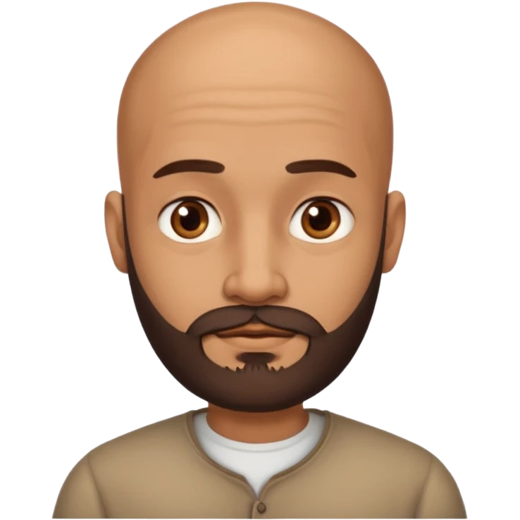 Slim Indian with waiste no top and beard and bald emoji