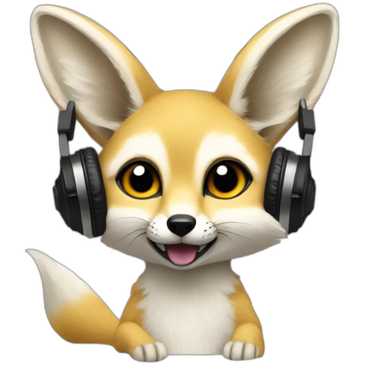 Fennec fox with headphones speaking into a mic emoji