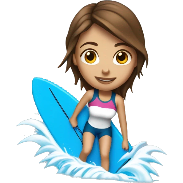 Girl with brown hair on blue wakeboard emoji
