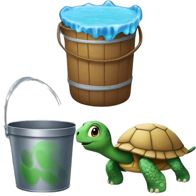 The combo of a turtle and a water bucket emoji
