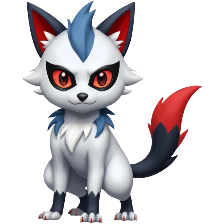 Skuntank-Sneasel-Litten-Absol-Zorua-Sprigatito-fusion, full body emoji