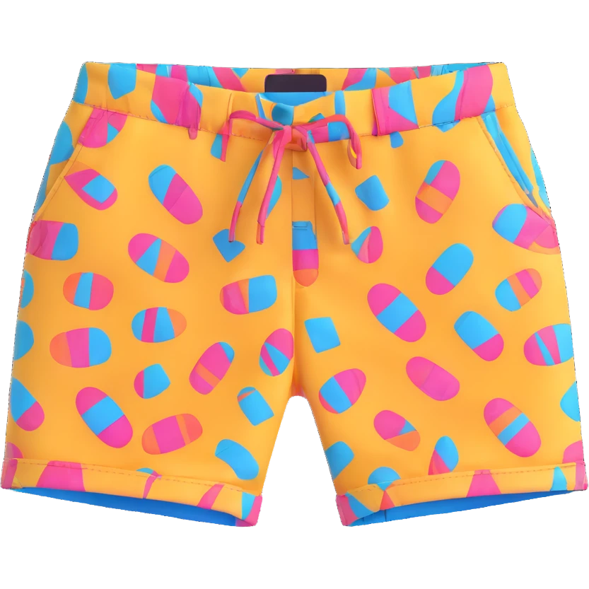 bright patterned bermuda shorts with stylish sunglasses emoji