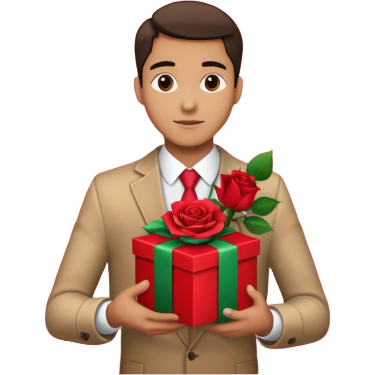 man with gift box and flower






























 emoji