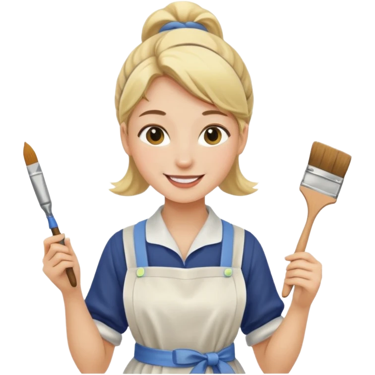 Young Women painting smilling tablier emoji