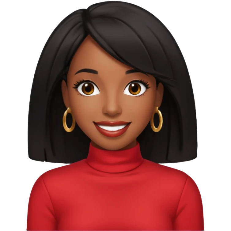 Kelly Rowland black hair, red outfit emoji