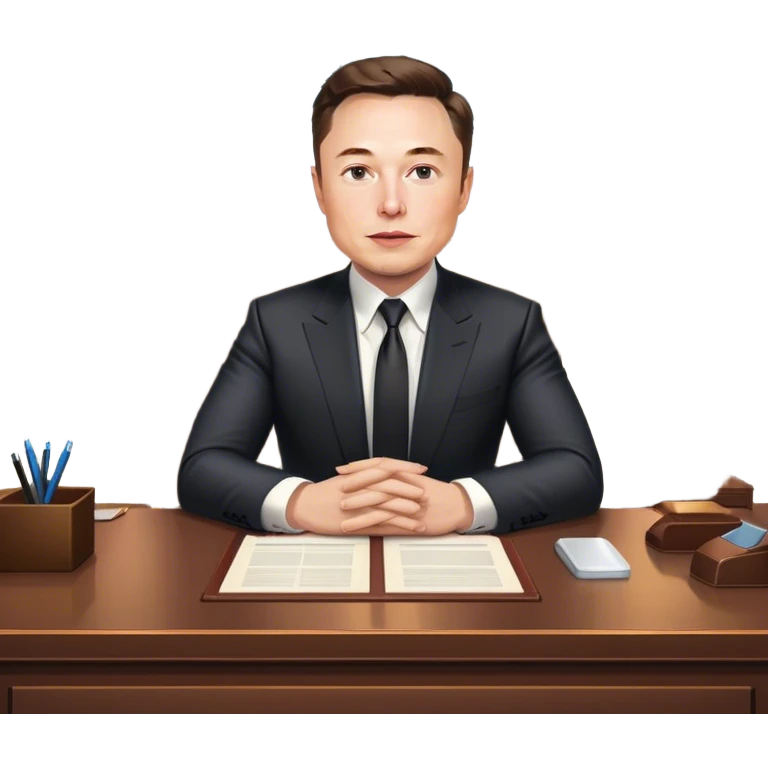 elon musk sitting at president desk  emoji