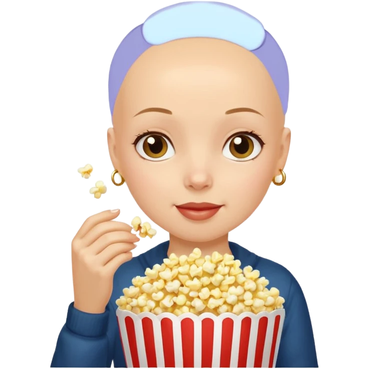 Bald girl eating popcorn emoji