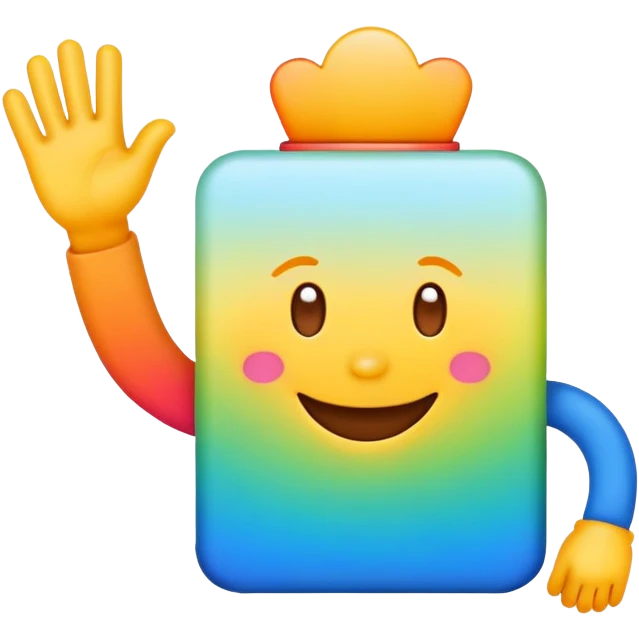 A doodle character waving hi emoji