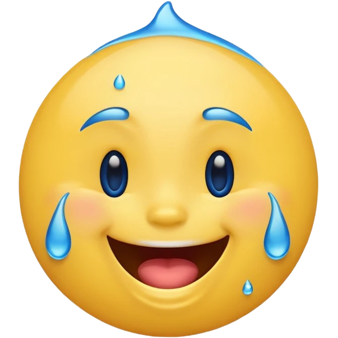 Emoji, yellow round laughing face, blue tears of joy emoji