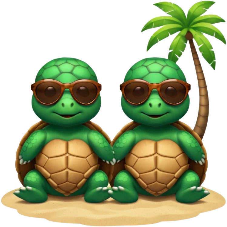 Turtle best friends sitting on beach emoji