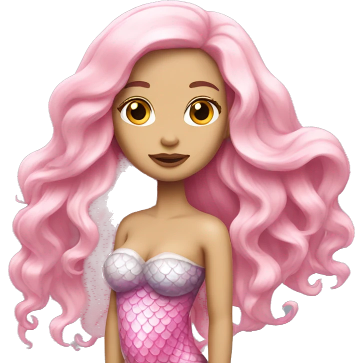 White pink long hair mermaid  emoji