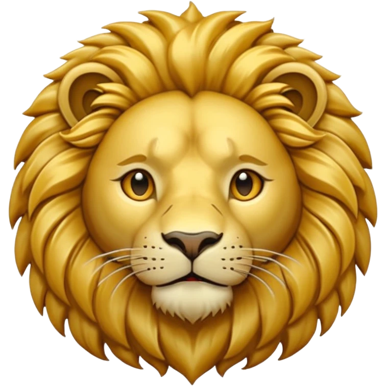 Pièce d’or ronde, style emoji, avec un grand “F” gravé au centre et la tête d’un lion détaillé en arrière‑plan, vue de face, design simple et lisible. emoji