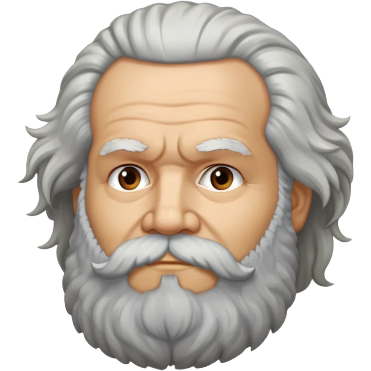 Karl Marx with full beard, wild hair, 3/4 view, no glasses emoji