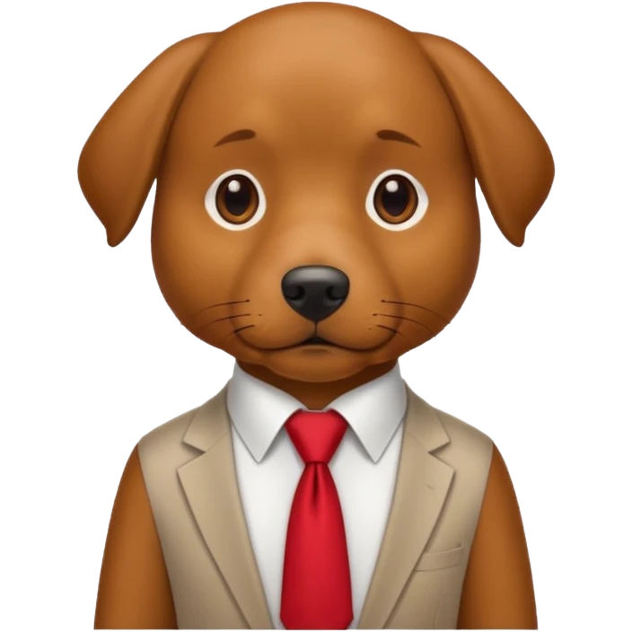 brown dog with red tie,whiteshirt emoji