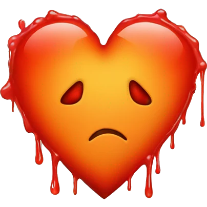 bleeding red heart shape glowing red-orange emoji