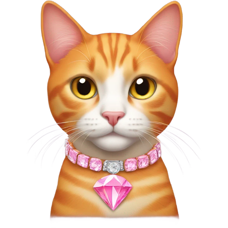 Orange cat with pink diamond collar  emoji