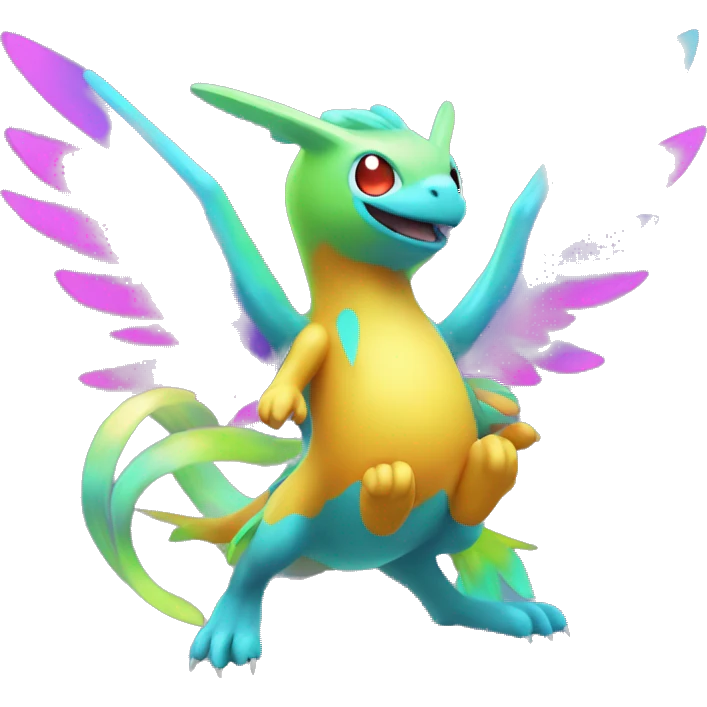 Colorful Neon Colors Flying Fakémon-Pokémon-Creature Full Body emoji