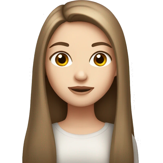 White girl with long brown straight hair and brown eyes  emoji