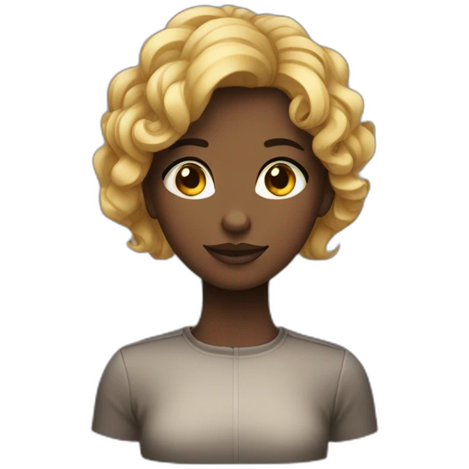 une fille avec des cheveux noi et yeux noirs emoji