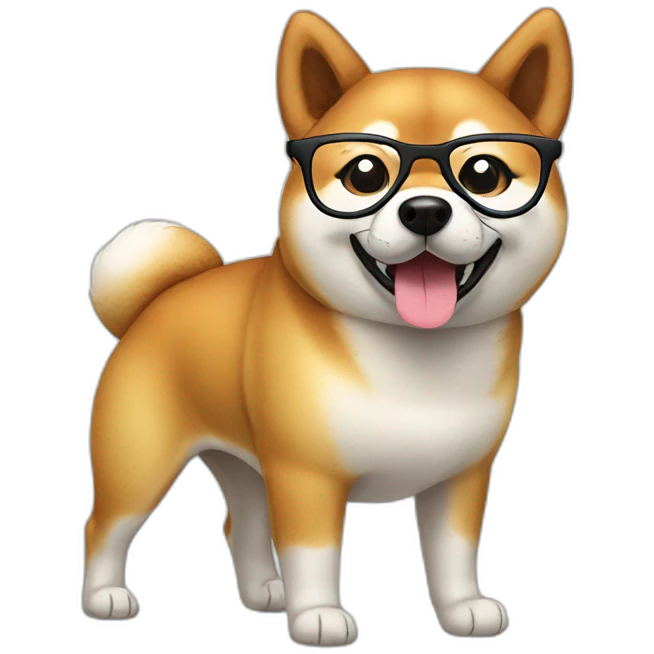 shiba inu dog with glasses emoji