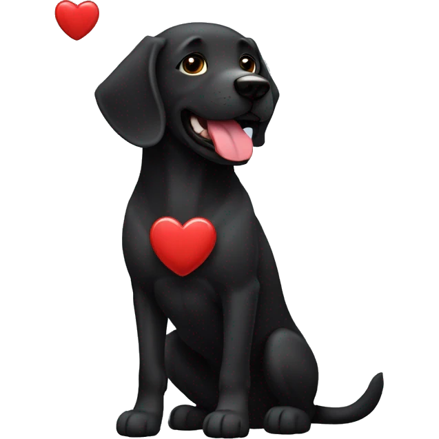 Perro negro con un corazón partido en el pecho emoji