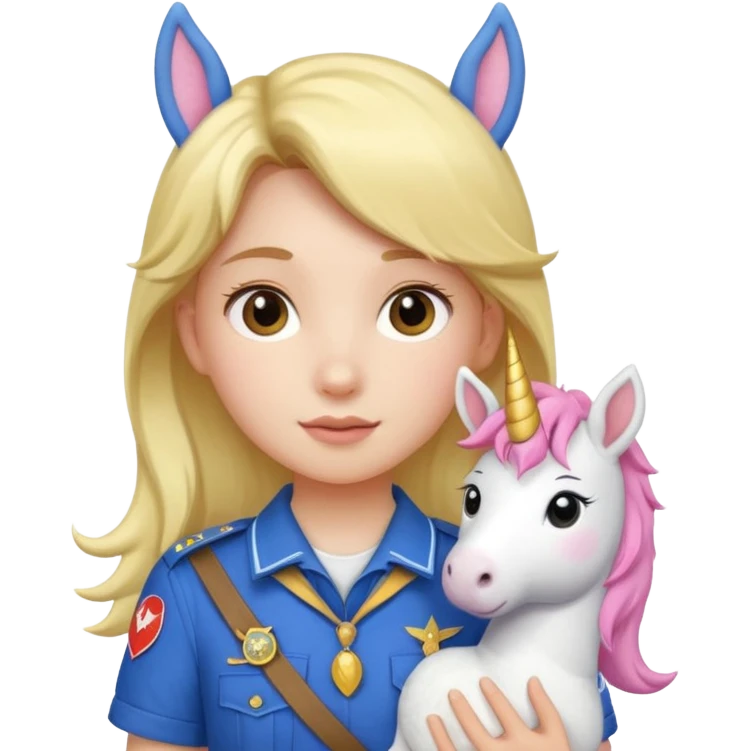 scout girl with a unihorn emoji