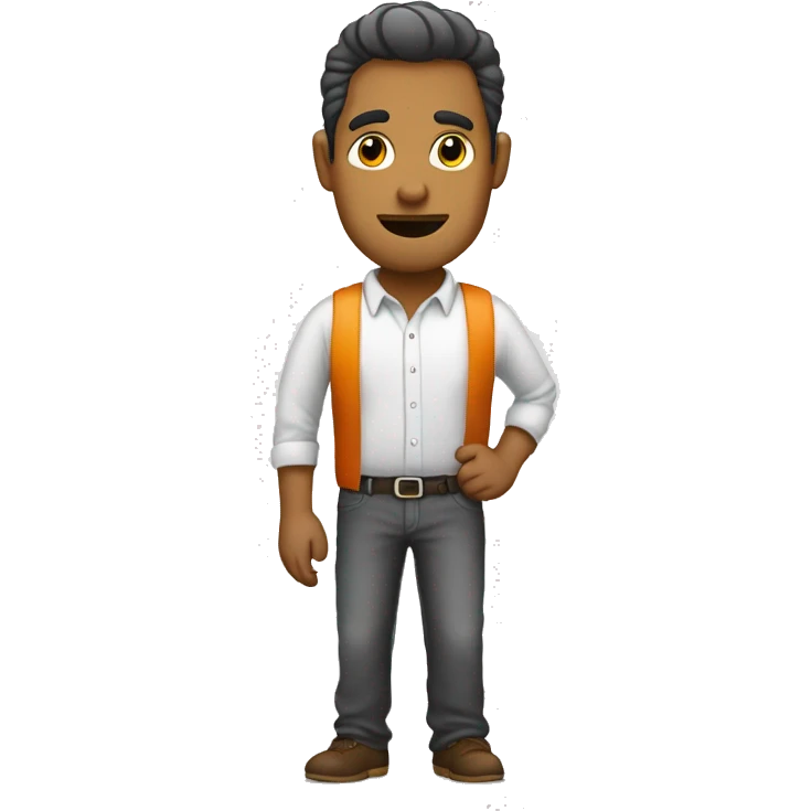 hombre tecnologico de los celulares, con camisa de color narana emoji