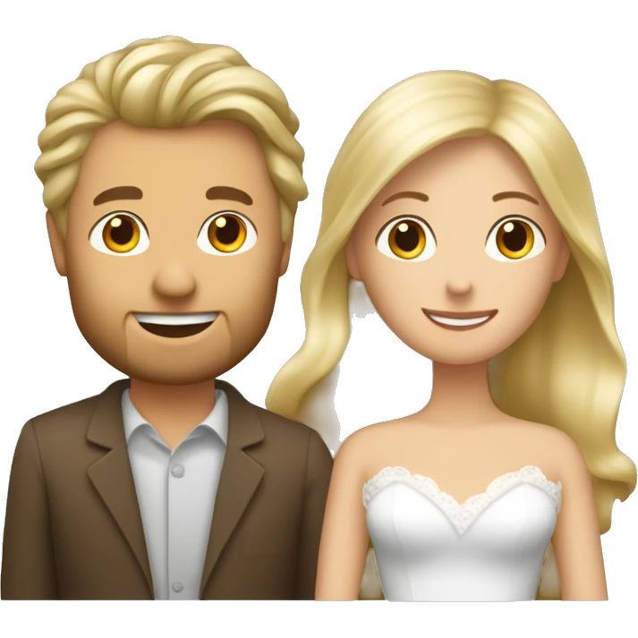Blonde Frau lange Haare und Mann mit braune Haare und Bart heiraten emoji
