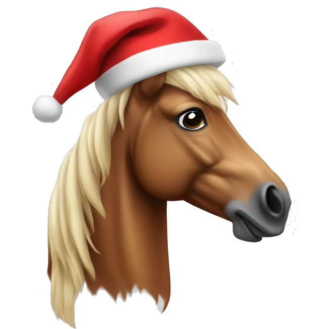 Horse wearing a Santa hat emoji