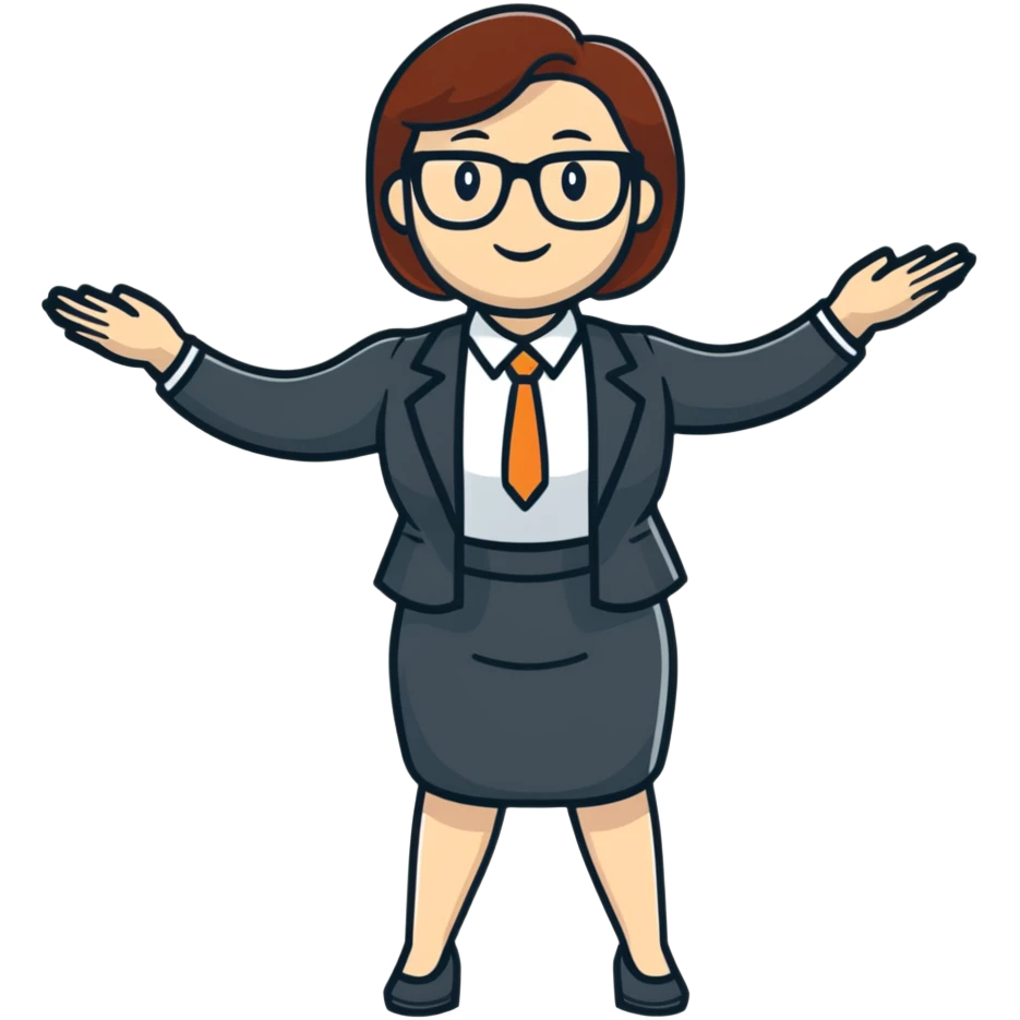 Female accountant spreading arms to the sides emoji