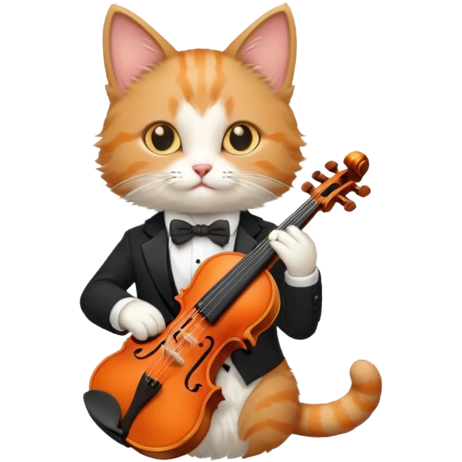 Cat playing violin on his shoulders emoji