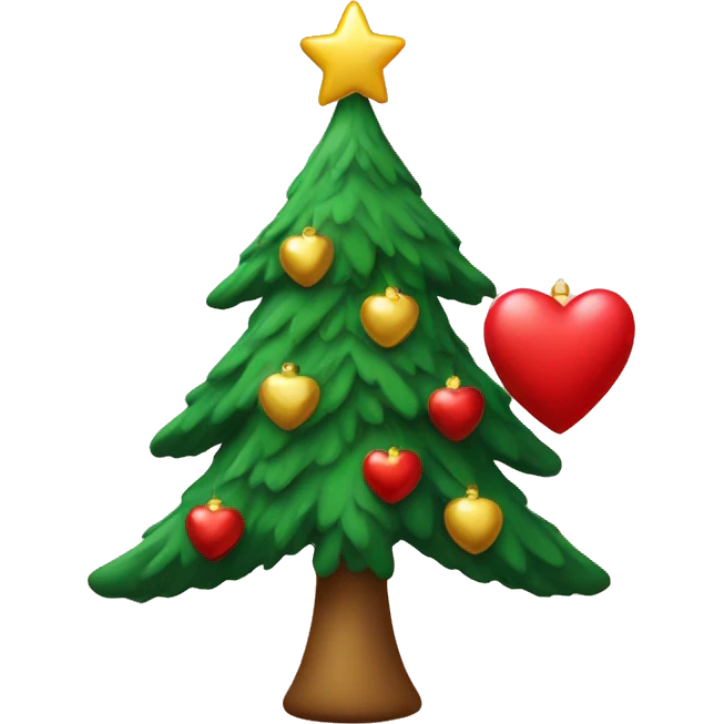 Christmas tree with heart ornaments emoji