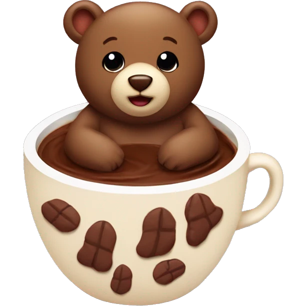Baby bear inside of a cup of cocoa emoji