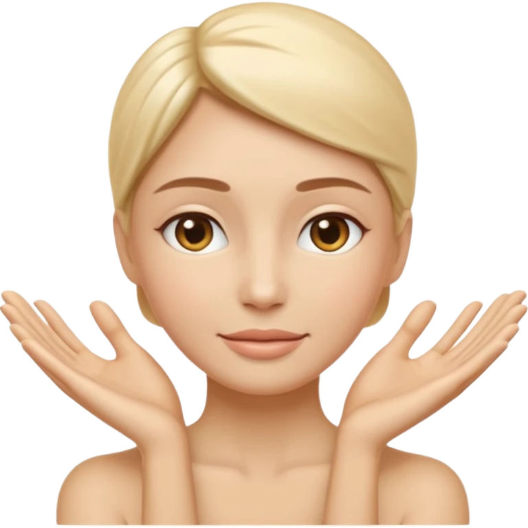 Minimal wellness-style emoji showing skin tightening, a hand gently lifting and supporting facial skin upward, subtle lifting gesture, smooth contours, natural and calm look, non-medical, non-cosmetic, no makeup, no injections, no surgery, clean, modern, trustworthy wellness aesthetic emoji