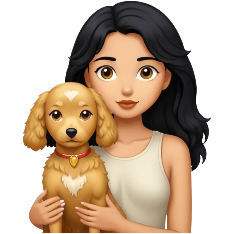 Black  hair girl wiht golden pudel dog emoji