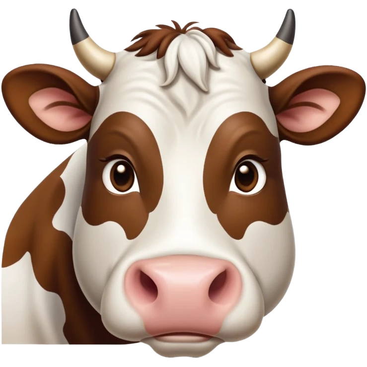 cinematic-noble-brown-and-white-cow-portrait-emoji,-poised-and-regal,-with-a-large,-sturdy-build-and-a-beautifully-patterned-hide-of-rich-brown-accented-by-crisp-white-patches,-deep-set-soulful-brown-eyes,-simplified-yet-sharp-and-sophisticated emoji