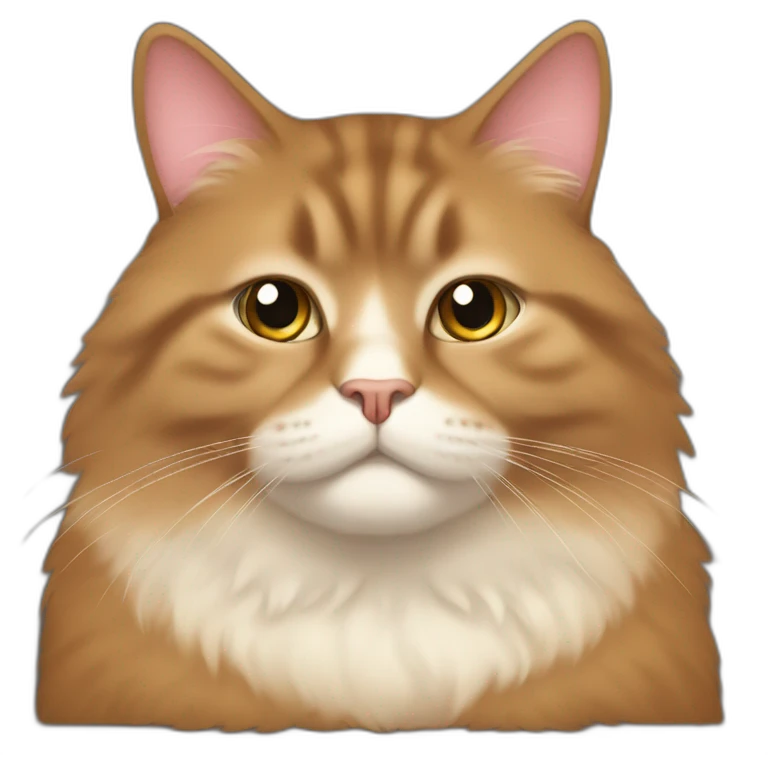 Fat brown fluffy cat in triangle shape emoji