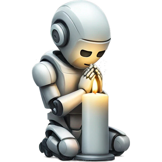 Candle robot that is praying emoji