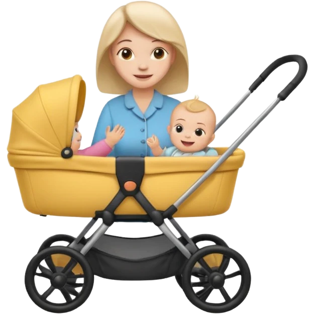 baby stroller with baby inside and mother pushing it, Emoji emoji