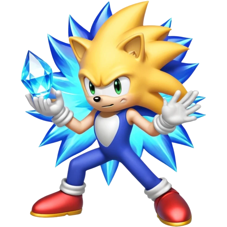 I want Sonic the hedgehog with chaos emeralds with the aura transformation super sayian emoji