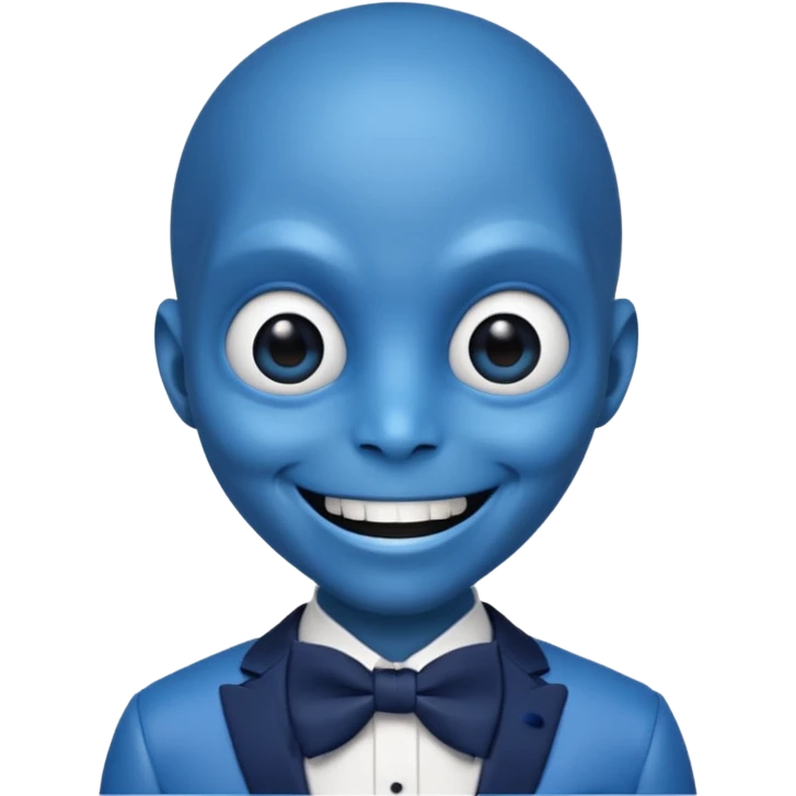 Blue alien with navy bowtie emoji