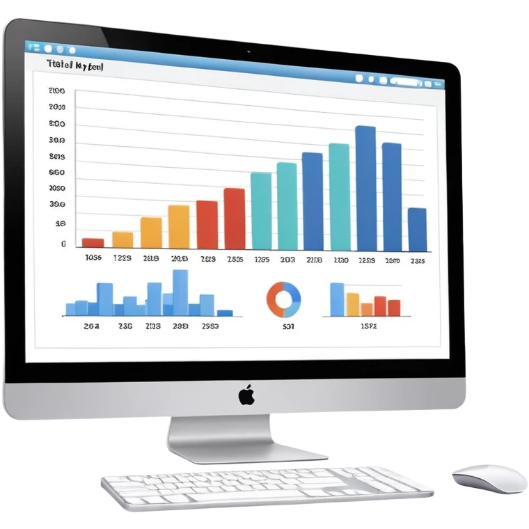 computer screen displaying a single presentation slide with a title line and a chart  emoji