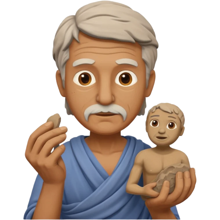 Ancient  man  with clay sculpture emoji