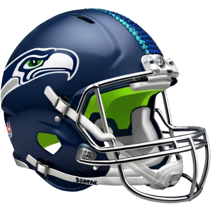 NFL Seahawks helmut with bling neon emoji