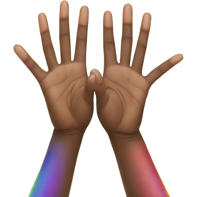 Rainbow 🌈 between two hands 🙌🏻  emoji